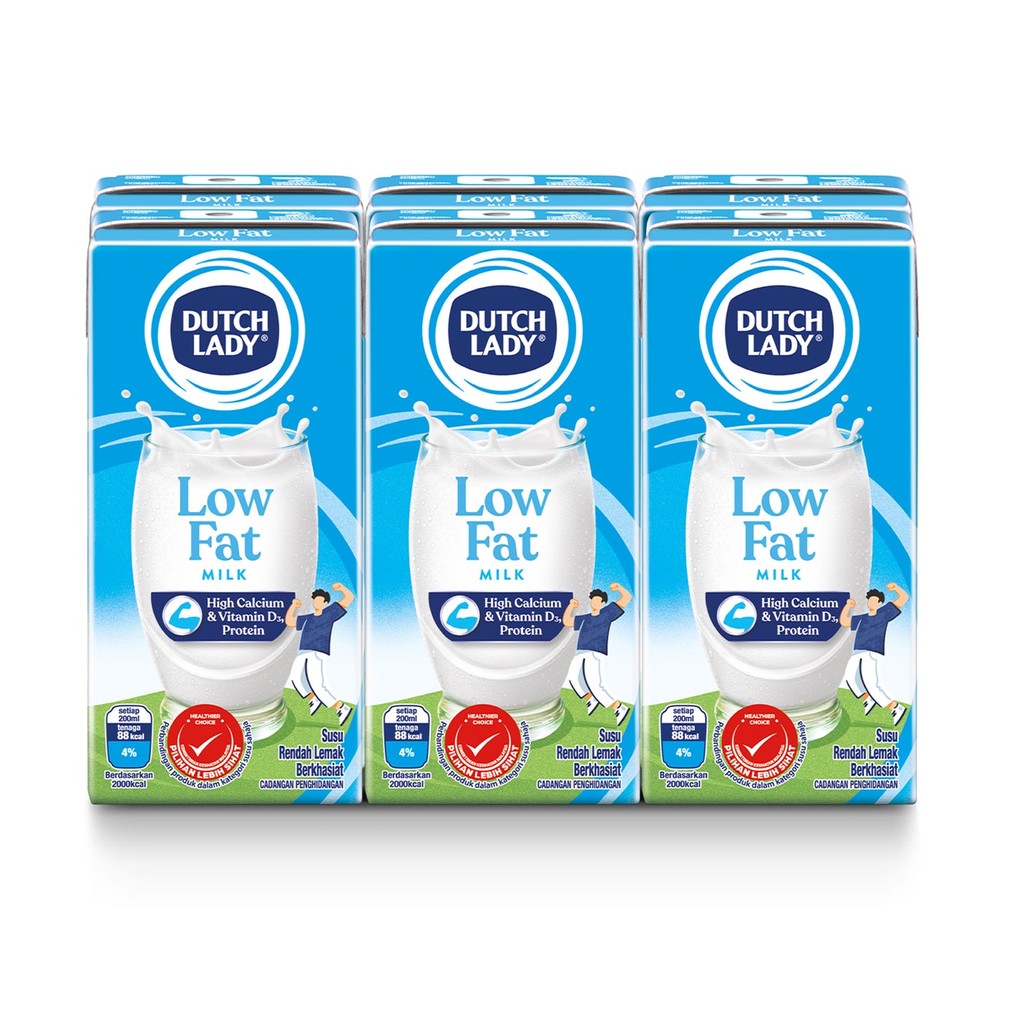 Dutch Lady Pure Farm Low Fat UHT Milk 200ml x 6