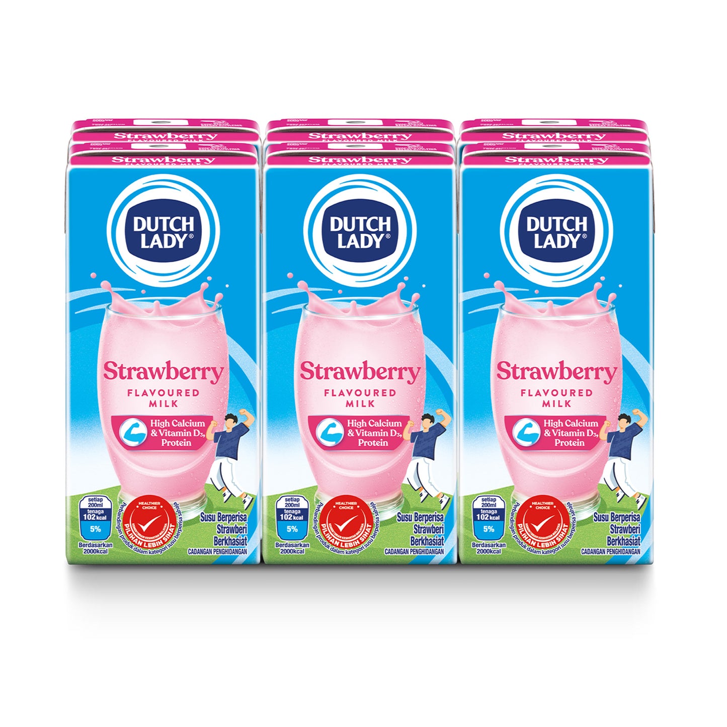 Dutch Lady Pure Farm Strawberry UHT Milk 200ml x 6