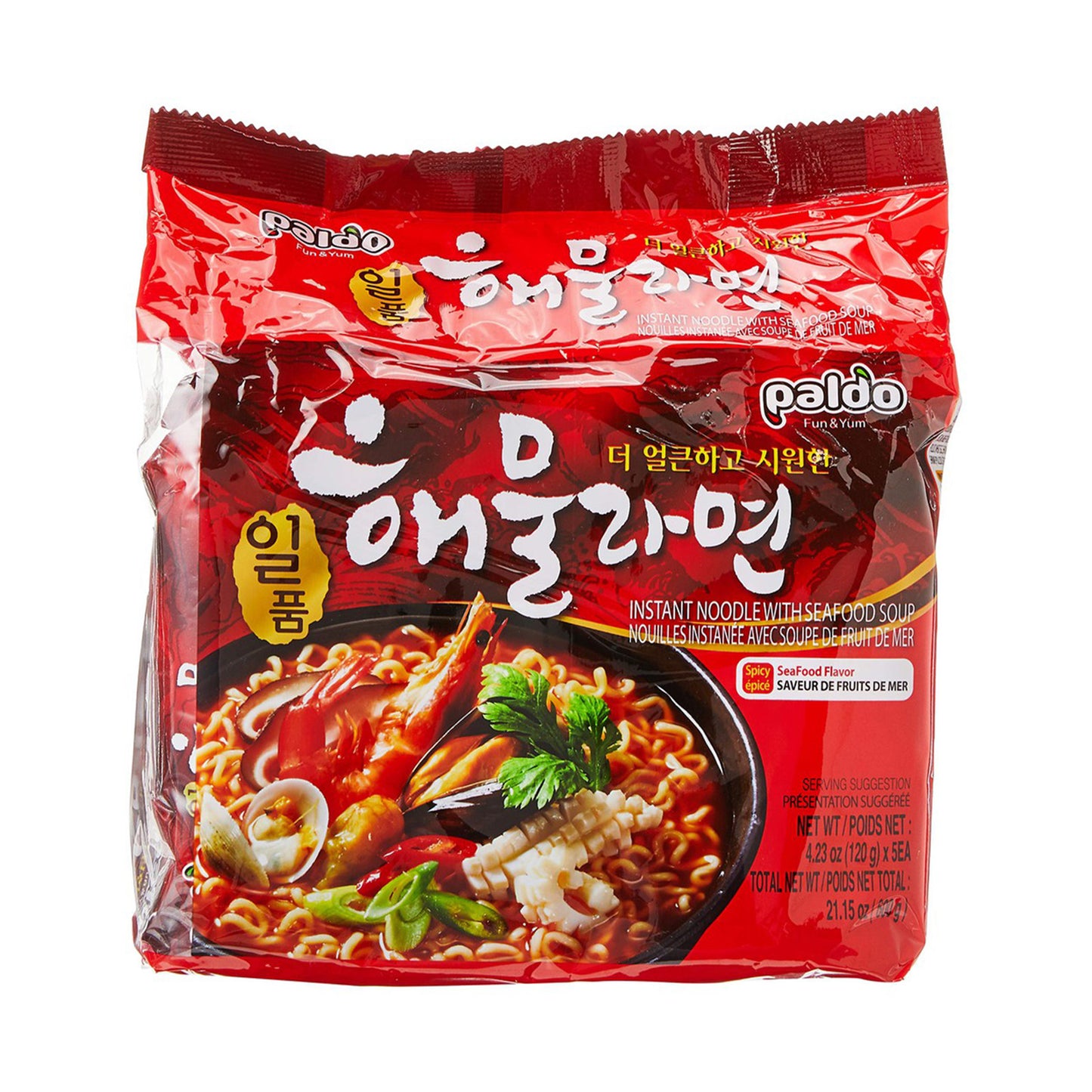 Paldo Iloom Spicy Seafood Ramen Instant Noodles 120g x 5