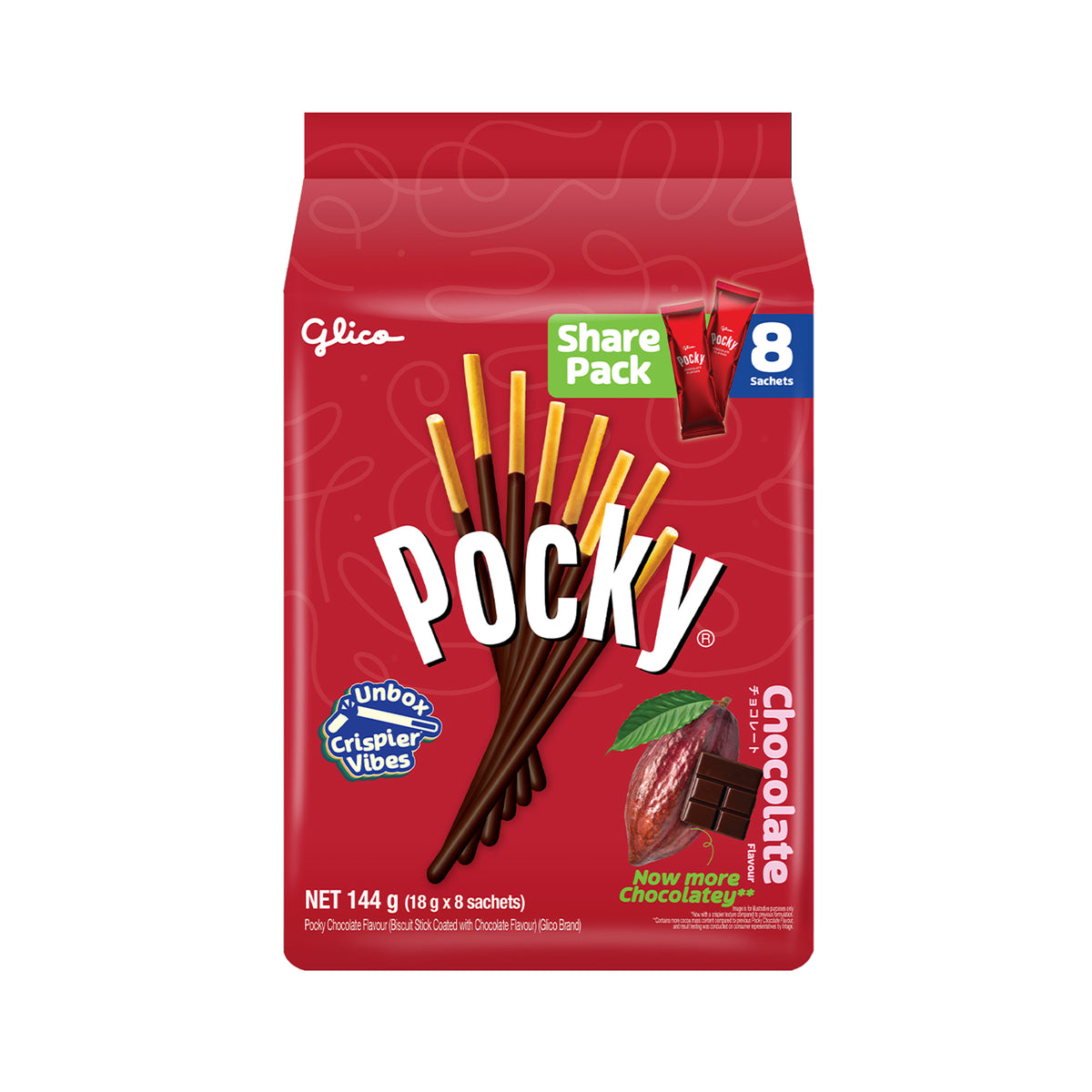 Glico Pocky Biscuit Stick Family Pack Chocolate Flavour 18g x 8