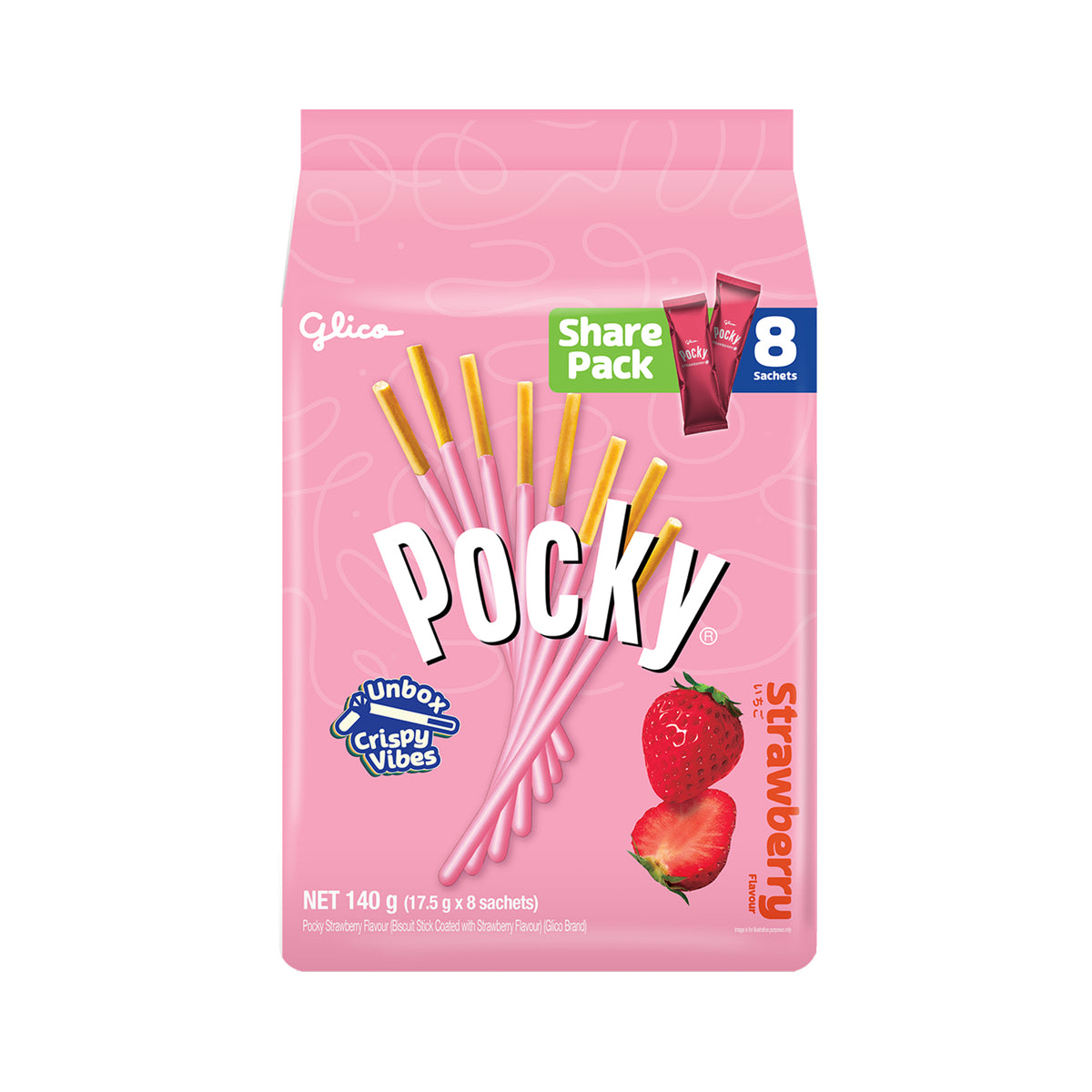 Glico Pocky Biscuit Stick Family Pack Strawberry Flavour 17.5g x 8