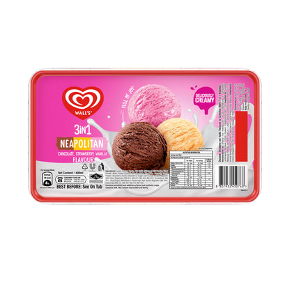 Walls 3 in 1 Neapolitan Ice Cream Tub 1.4L