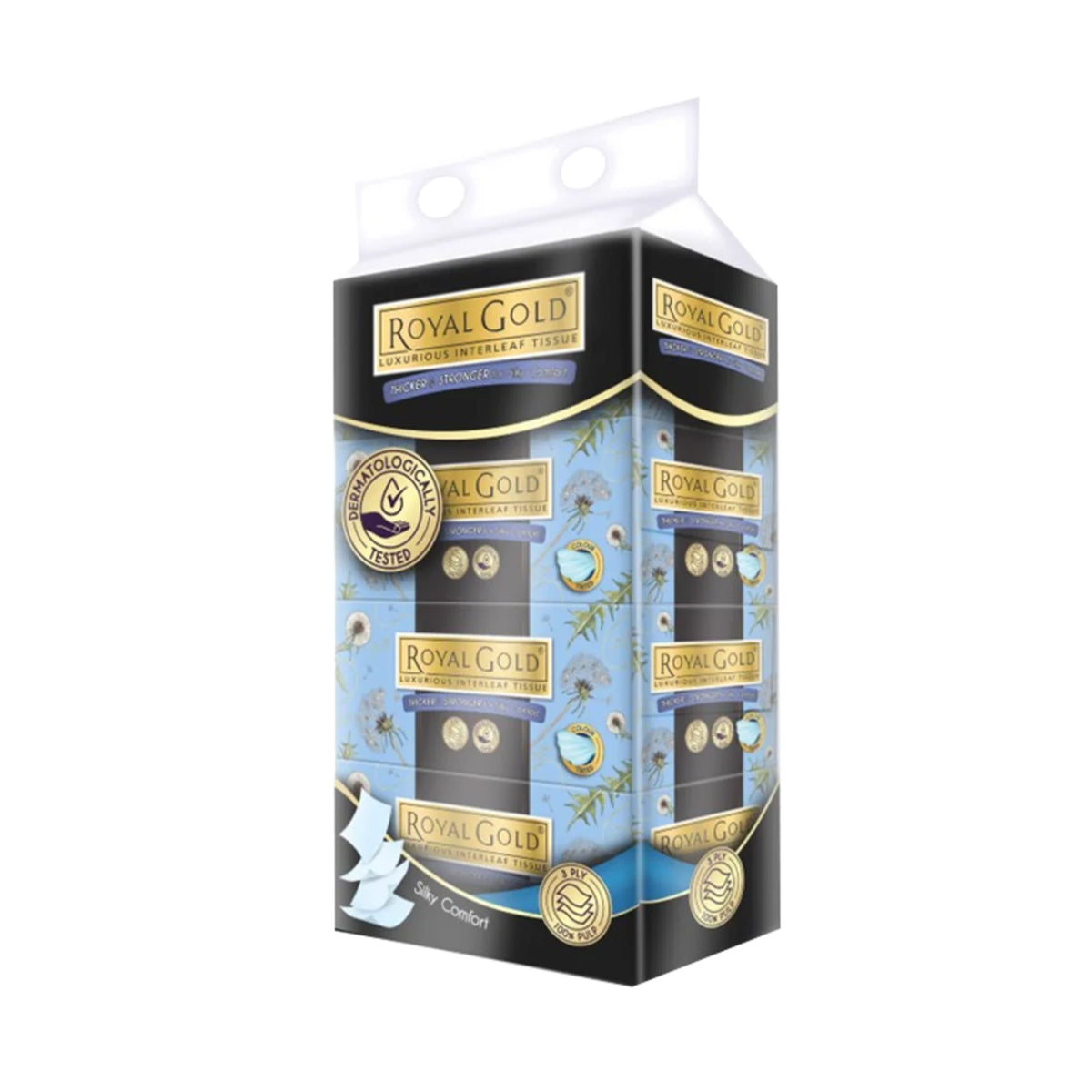 Royal Gold Luxurious Interleaf Facial Tissue (3ply) 110pcs x 4