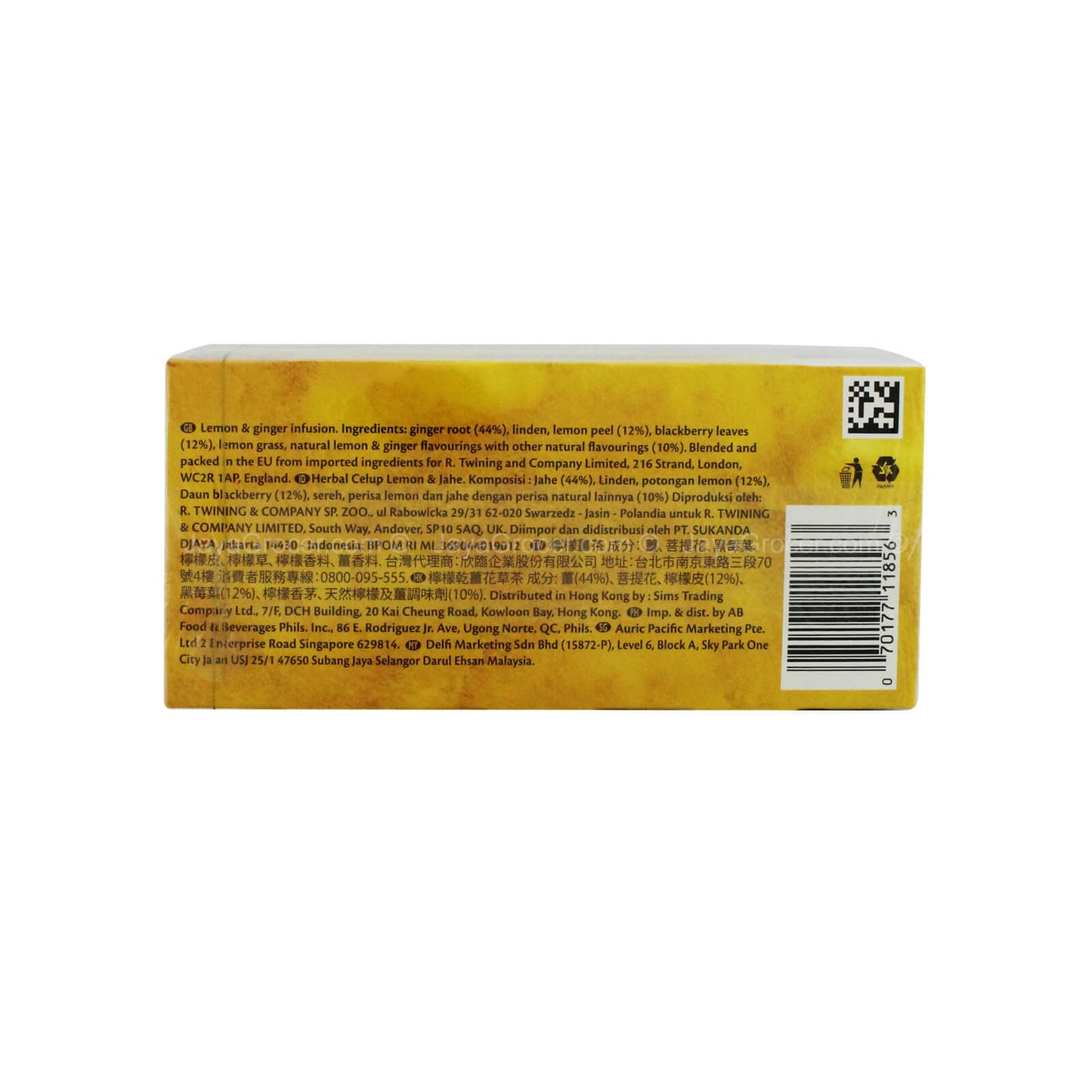Twinings Lemon and Ginger Teabags 25pcs/pack