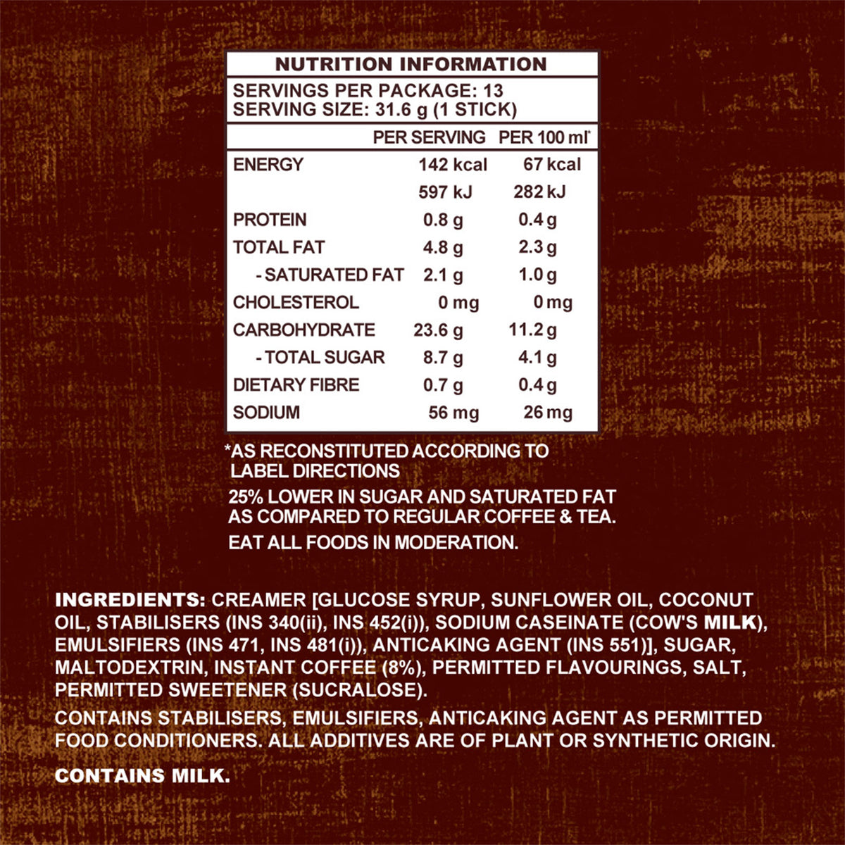Old Town Less Sugar Instant 3 in 1 Premix White Coffee 31.6g x 15