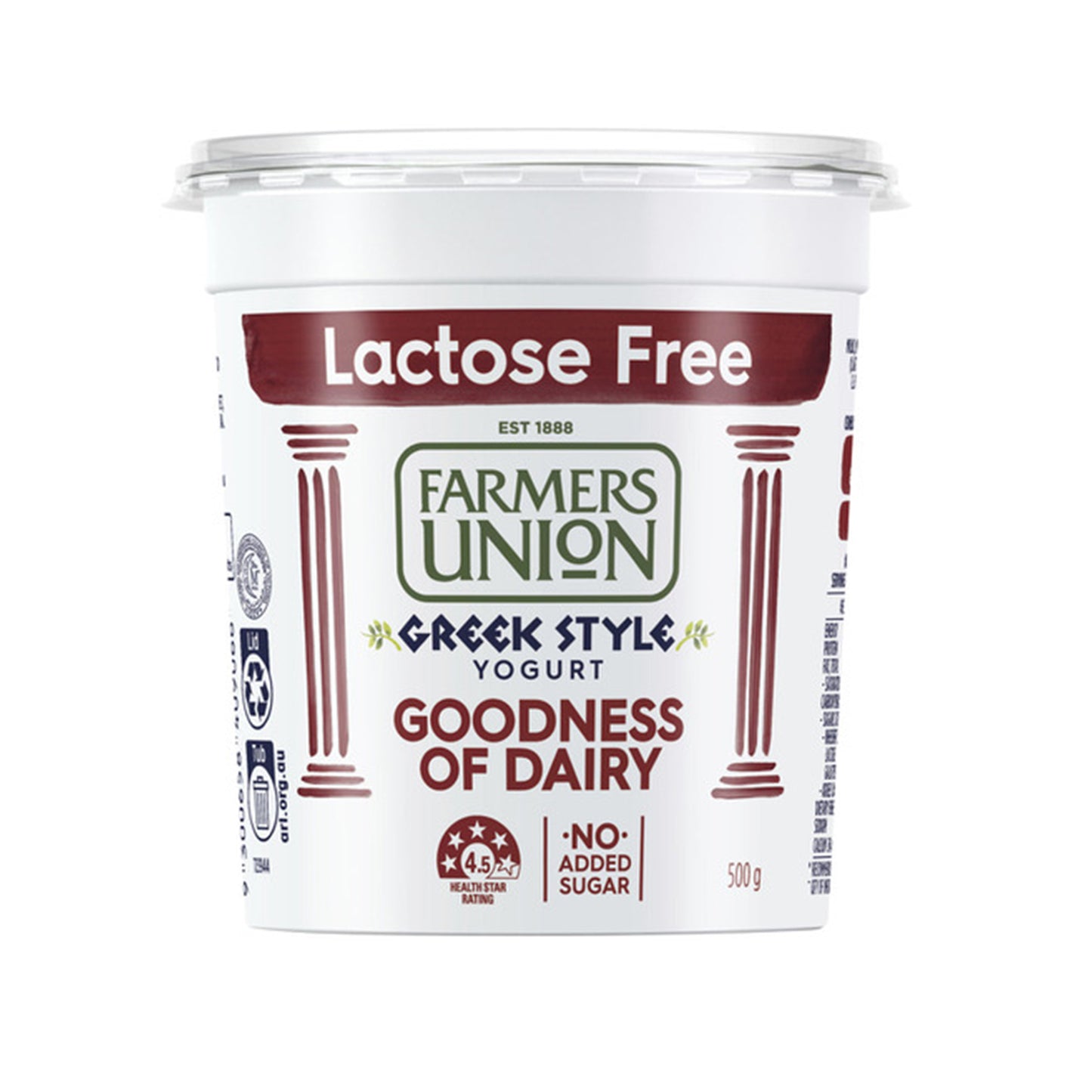 FARMERS UNION GREEK LACTOSE FREE 500G