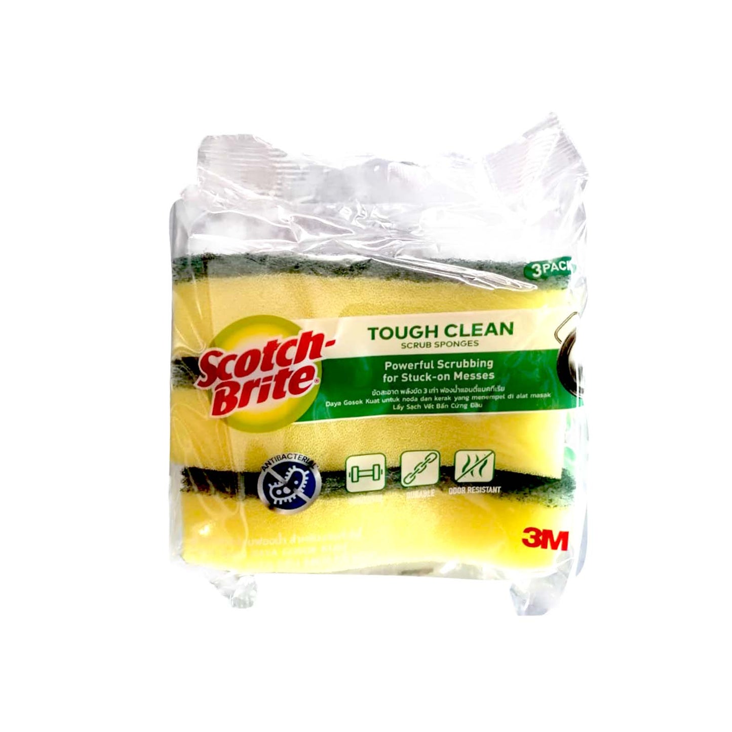 SCOTCH BRITE TOUGH CLEAN SCRUB SPONGE 3S