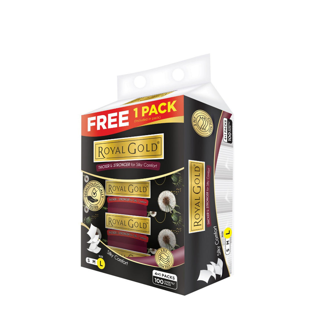 Royal Gold Luxurious White Soft Pack Tissue 100pcs x 4 – Jaya Grocer ...