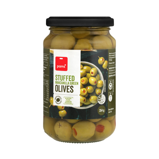 Pams Stuffed Manzanilla Green Olives 354g